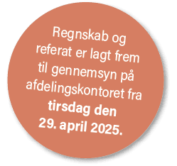 Regnskab og referat er lagt frem til gennemsyn p afdelingskontoret fra tirsdag den 29. april 2025